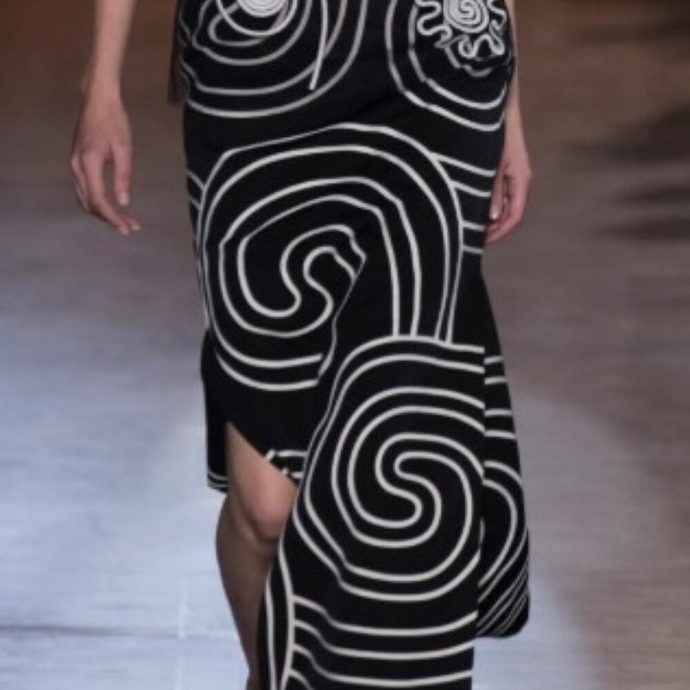 Stella McCartney Black Printed Wool Midi Length Skirt Size: S | US4, IT40